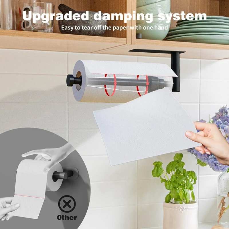 1 Pieces Paper Towel Holder Paper Towel Holder Under Cabinet With Damping For Kitchen