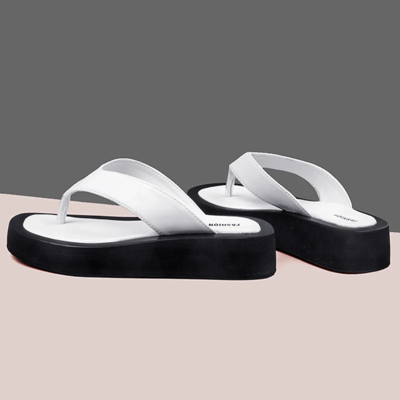 AIYUQI-Zapatillas de piel auténtica para mujer, chanclas antideslizantes para exteriores y playa, novedad de verano