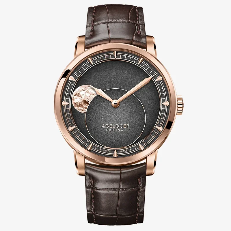 AGELOCER Major Breakthrough 29.51-Days Moon Phase Dark Grey Original Astronomer Men's Mechanical Watch Birthday Gift for Men