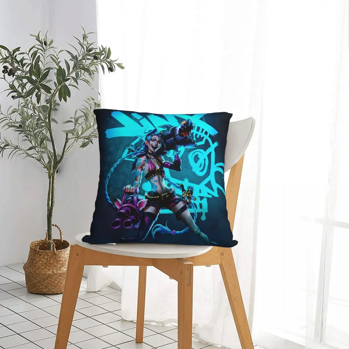 JINX ARCANE Pillow Cases Action Adventure Fantasy Animation Cushion Cover Awesome Decorative Pillowcase for Car 18