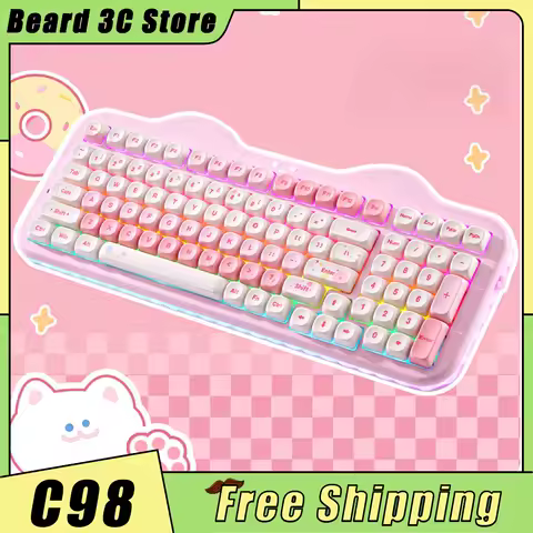 Yunzii C98 Mechanical Keyboard 2.4G Bluetooth Tri Mode Wireless Keyboard RGB Custom Gasket Keyboard 10000mAh Office Win/Mac Gift