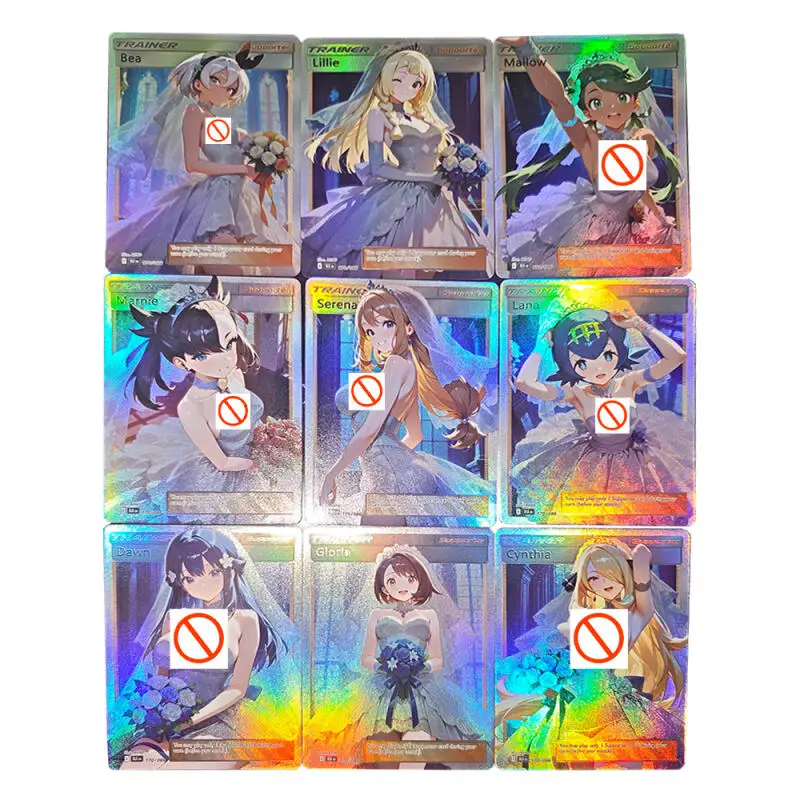 

Набор из 9 шт. Коллекционные карточки-игрушки серии «Свадебное платье»: Дон, Роза, Серена. DIY, для самостоятельного изготовления, с цветными блестками, для аниме-игр, подарок, 63*88 мм