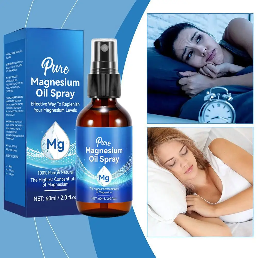 60ml Magnesium öl spray lindert Muskels ch merzen und macht die Haut für Unruhe und besseren Schlaf für alle Altersgruppen weich