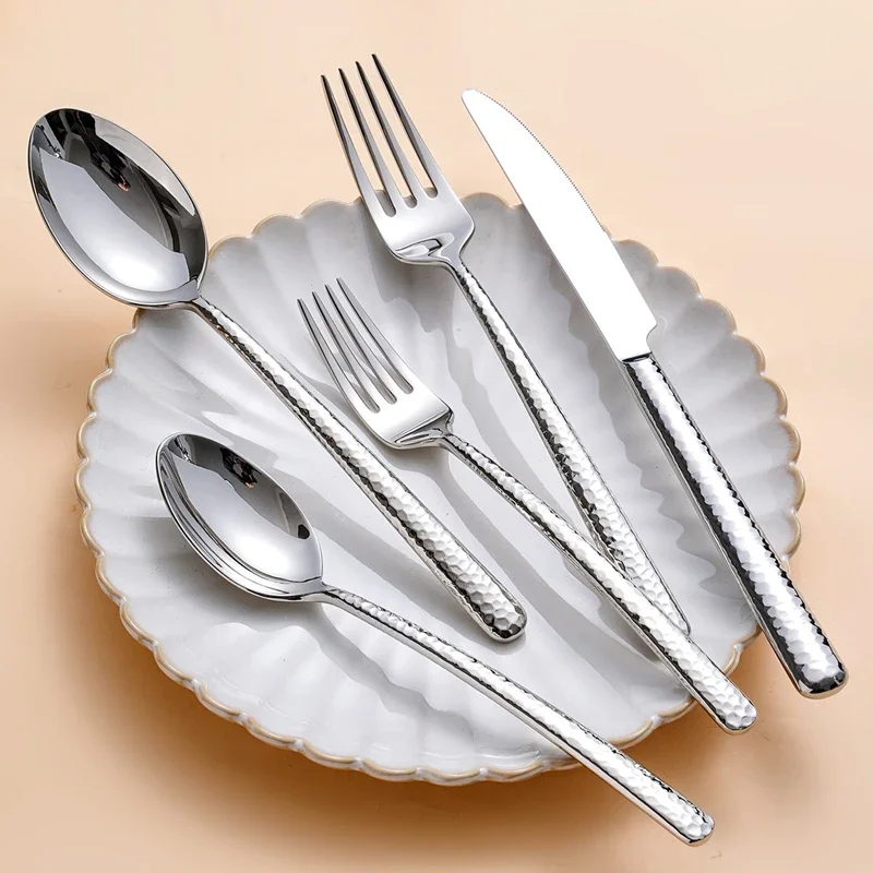Luxury Silver Dots Stainless Steel Cutlery Set, Creativity Gift Set, Flatware Gold 304, 24Pcs, Europe Fashion, Drop Shipping