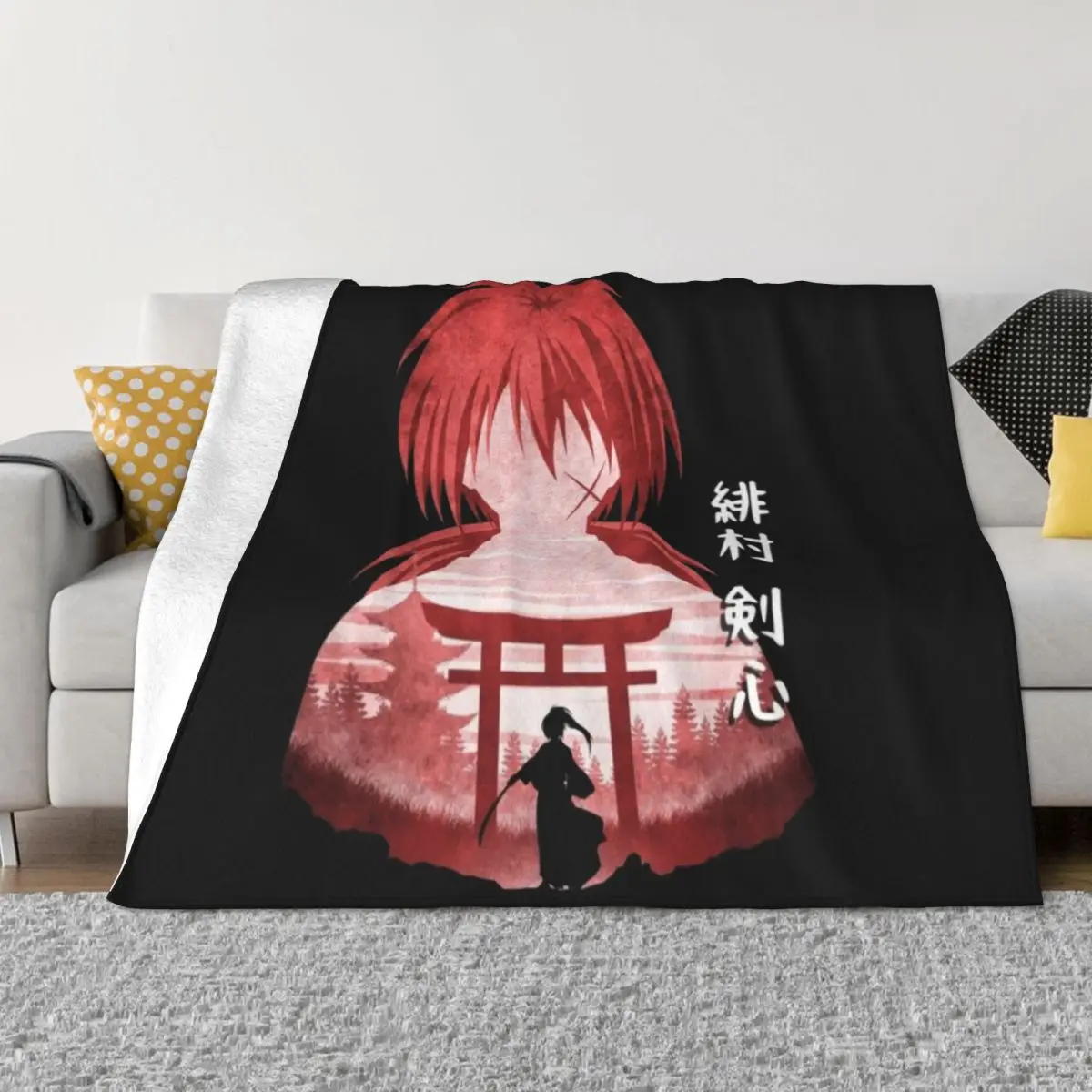 Kenshin Himura Throw Blanket anime blanket Custom Blanket Beach Blanket