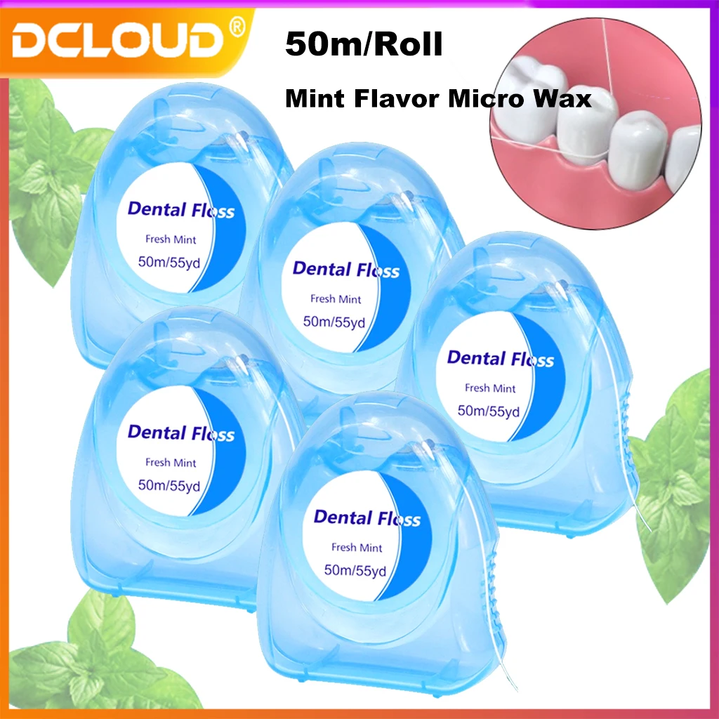 Dental Micro Wax Peppermint flavor Flosser Interdental Brush Built-In Spool Flat Wire Teeth Stick Tooth Cleaner Oral Hygiene