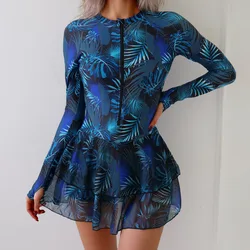 Summer 2026 Sunscreen One Piece Swimsuits Closed Long Sleeve Swimwear Sports Surfing Women's Swimming Bathing Suits Beach Bather