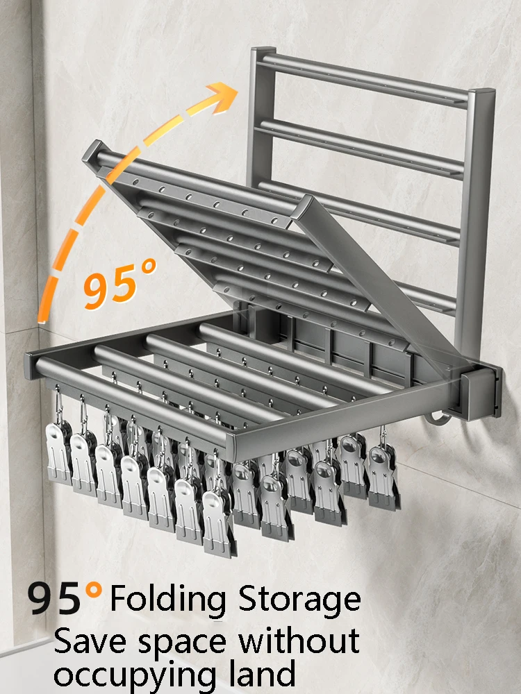 Folding Clothes Drying Rack 3-Folded Rod Laundry Dryer Large Pants Gloves Socks Towel Clip Hanger Tongs Clothespins Organization
