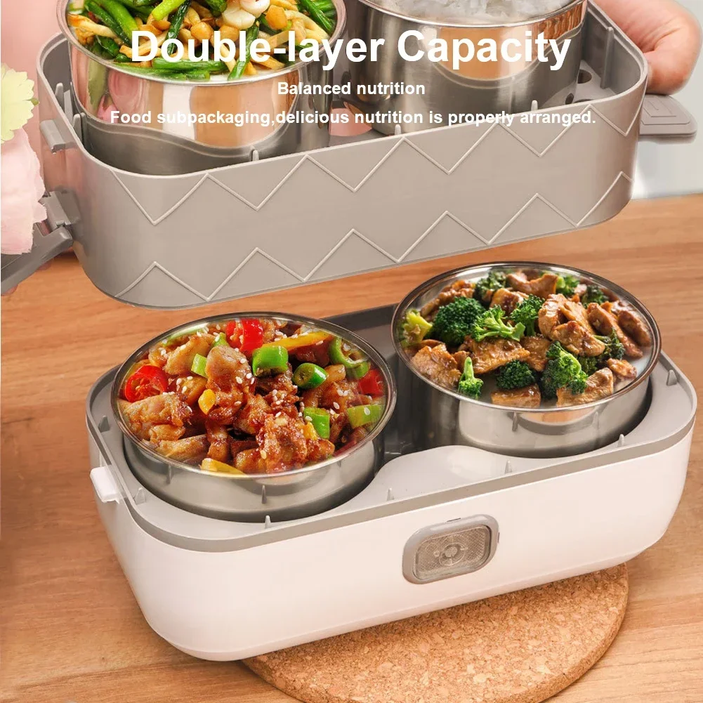 New Electric Lunch Box Portable Double Thermal Insulation Lunch Box with Stainless Steel Liners Home Food Heating Container Boxs