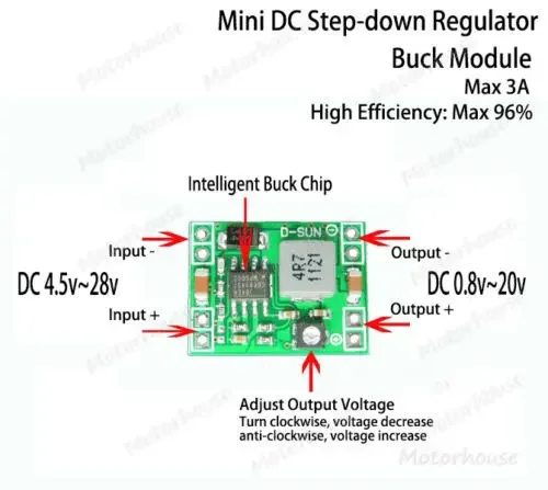 Mini DC-DC Buck Step-down Volt Regulator Module DC 4.5v-28v a DC 3.3v 5v 9v 12v 3A Regolabile Convertitore di Tensione