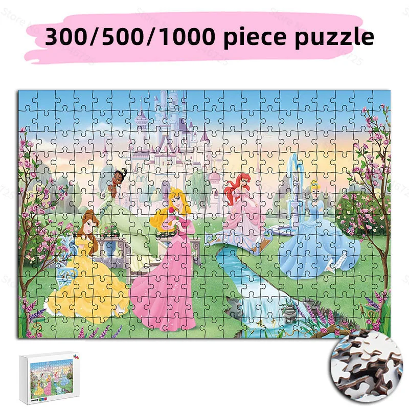 300 500 1000 pezzi Disney Princess Garden Party Jigsaw Puzzle giocattoli educativi per bambini Puzzle di cartoni animati regalo di compleanno creativo