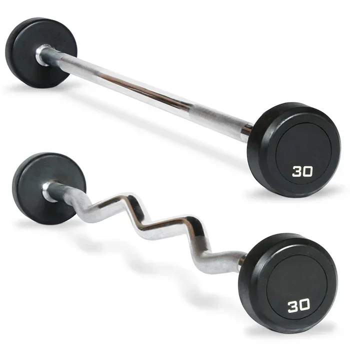 

Fixed Rubber Coated Head Curl Weightlifting Straight Barbell Free Weight Lifting Barbell