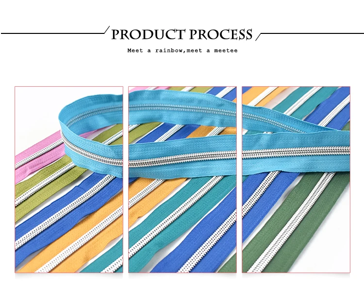 Meetee 2-10Meter 5 # Nylon Reiß verschlüsse silberne Zähne langes Ketten-Reiß verschluss band mit Schieber egler zum Nähen von Taschen DIY Kleidung Reparatur zubehör – Detail 6