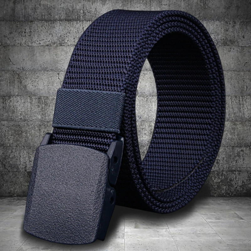 Cinturón informal ligero y transpirable para hombre, cinturón táctico de lona con hebilla automática para exteriores, entrenamiento militar, control de seguridad