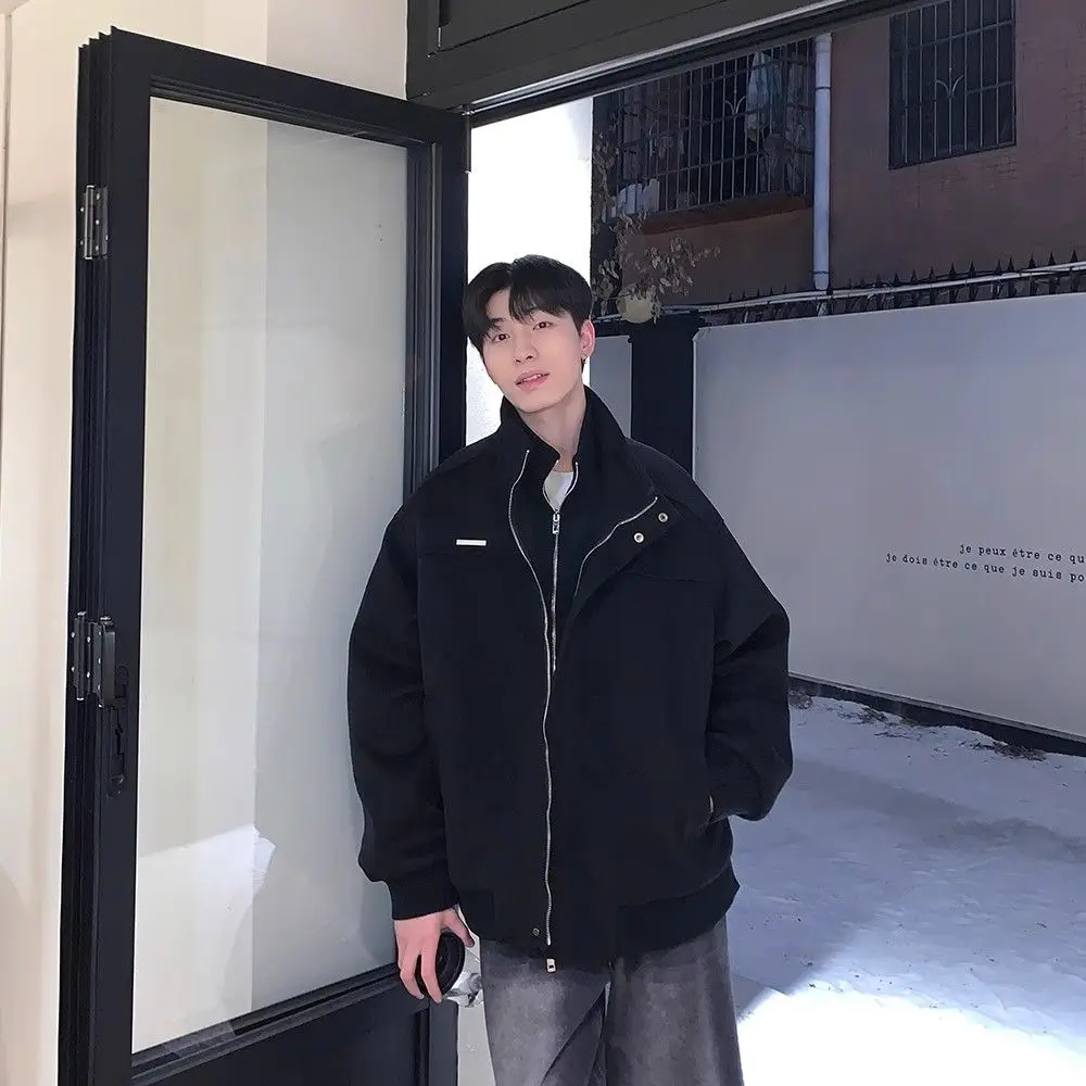 الشتاء الرجال الصوفية Jaet القطن اصطف فضفاضة تناسب الدافئة أعلى العلامة التجارية العصرية الكورية Sle الوقوف الطبعة ort Sve الوقوف طوق #2