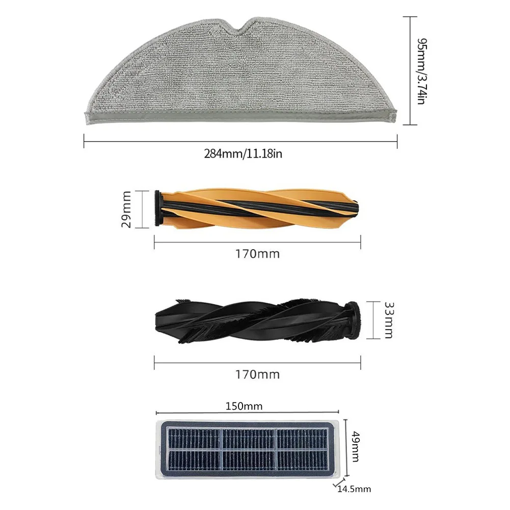 As Shown Robot Vacuum Accessories Main Brush For Floor Surfaces Replacement Main Brush Nylon And Plastic Build