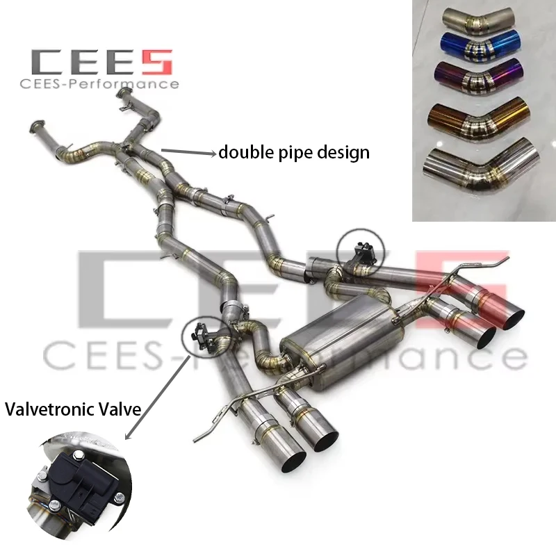 

cees for 2020-2025 BMW M3 M4 G80 G82 3.0T Silver Catback Exhaust Escape Valvetronic Valve Exhaust Muffler Pipe Kit