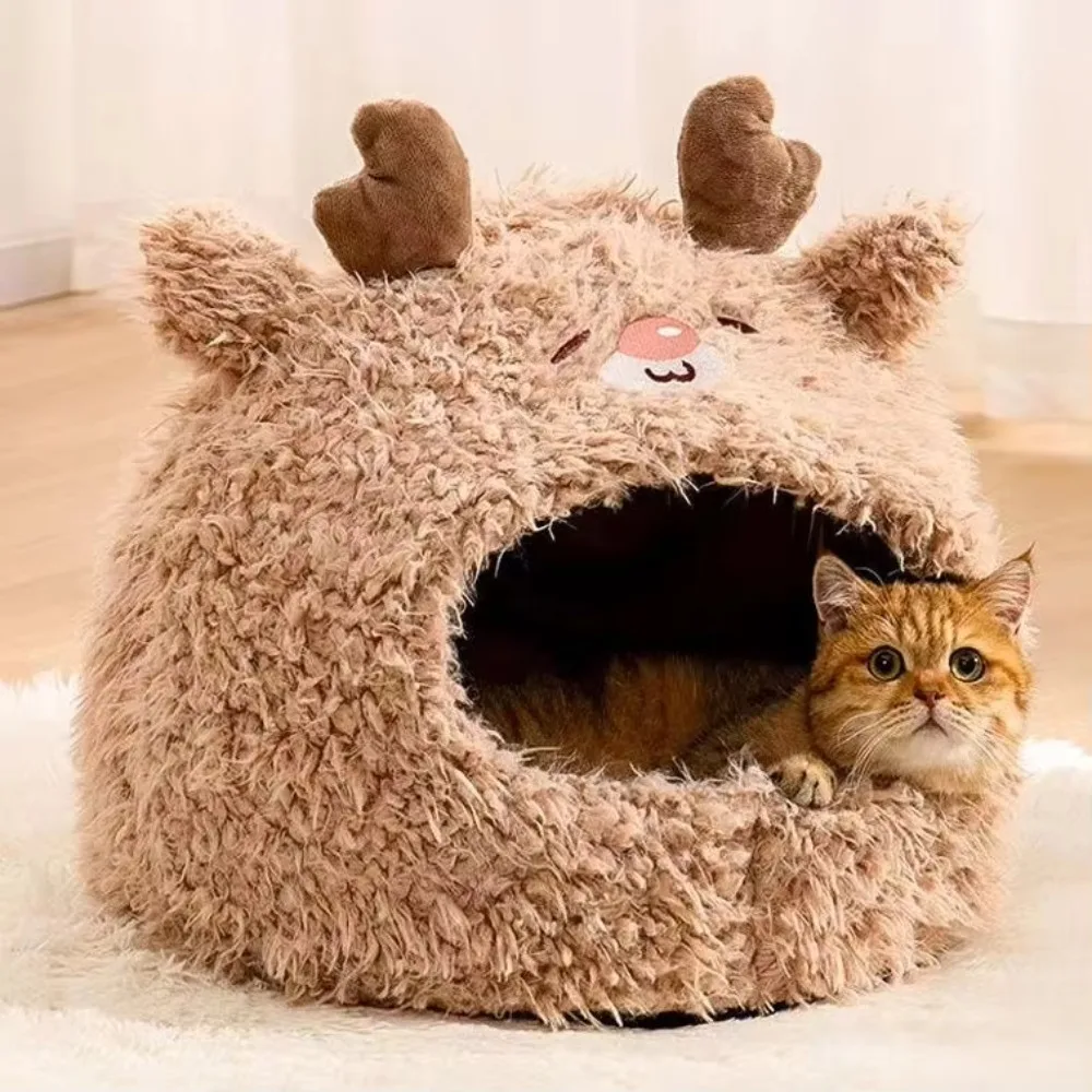 

Luxury Cat Dog Bed in Soft Plush Cute Rabbit Shape Robust Fiber Filling Solid Pattern Pet Sofa