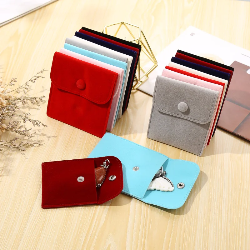 

10pcs/Lot Portable velvet snap bag gift earrings ring storage bag jewelry small bag packaging logo customizable