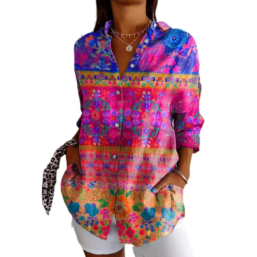 Camicia Donna Manica Lunga Stampa Colletto - usage example