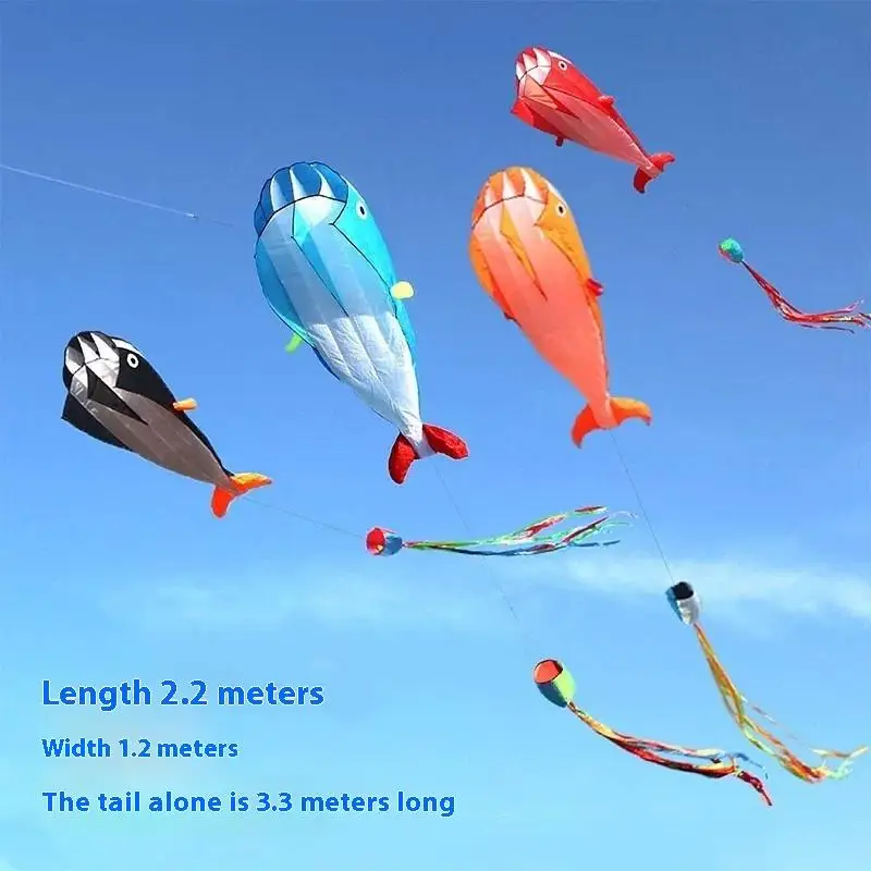 1 個大型動物ビーチ凧スケルトンなし屋外エンターテイメントゲーム飛ばしやすい抗破れソフトクジラ凧
