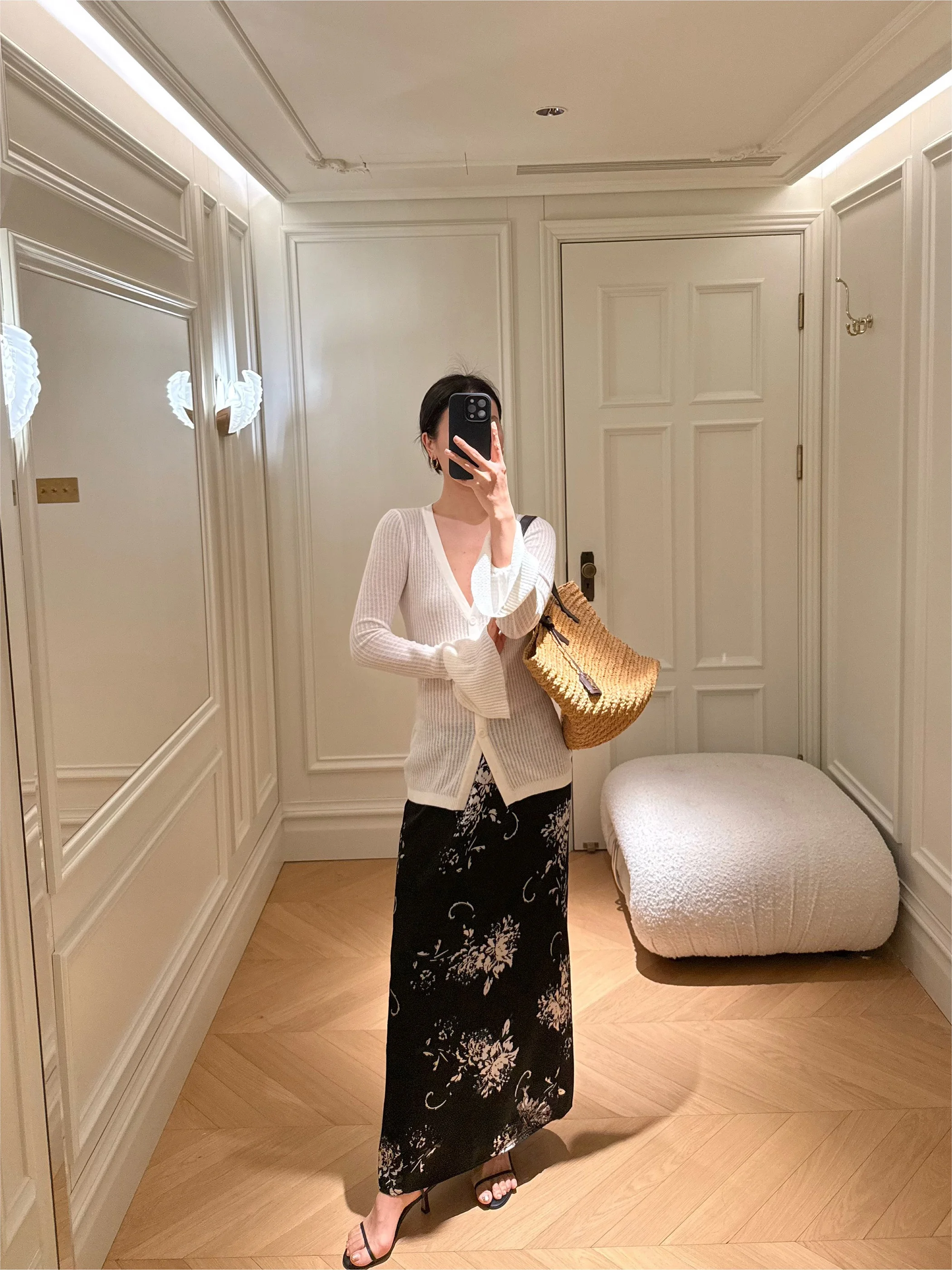 

Художественная ажурная длинная юбка-миди прямого кроя с выжженным цветочным узором, с завышенной талией, А-силуэт, для женщин, весенний сезон