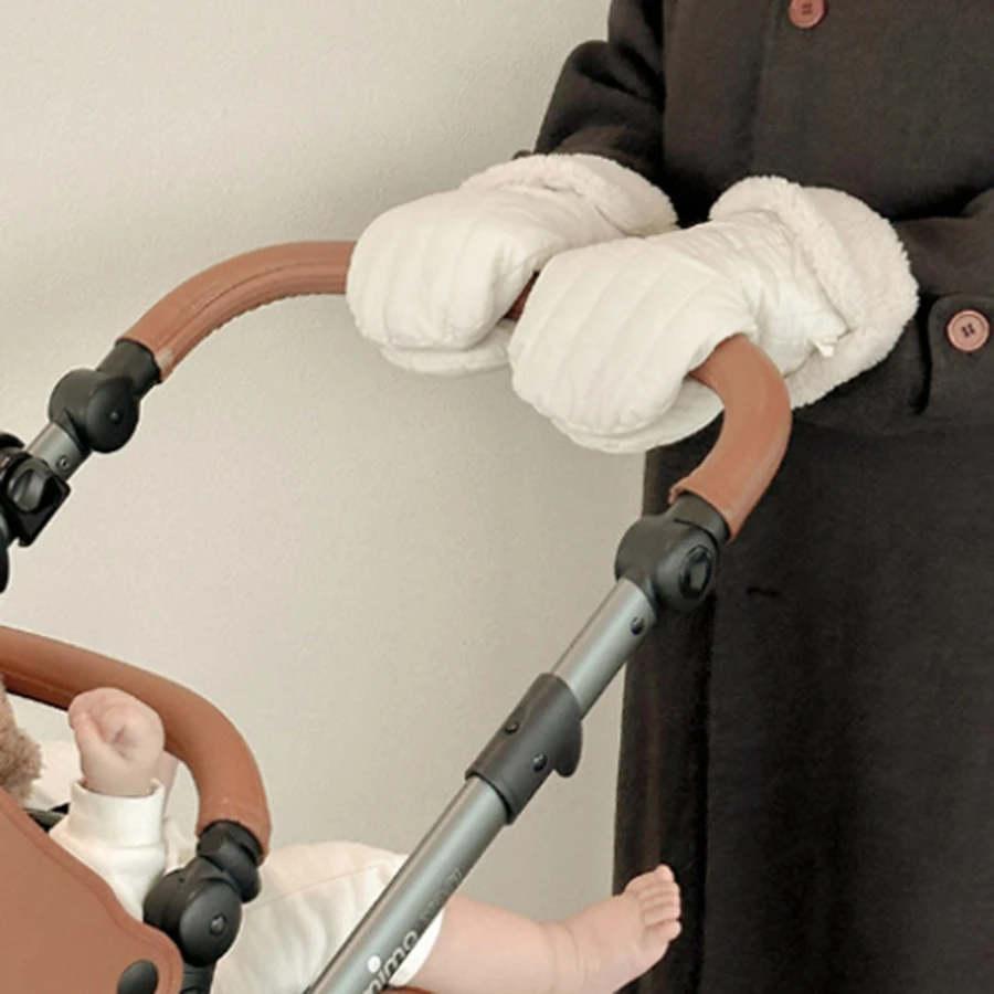 Outdoor Windproof Warm Fleece Lined Baby Stroller Gloves Anti Freeze Children Accessories Baby Carriage Gloves