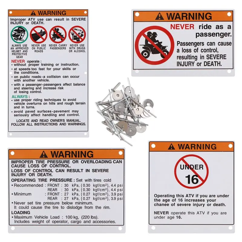 AEA7-Car Accessories Auto Parts Car Kit Warning Decals Stickers Labels Aluminum Backed For Yamaha