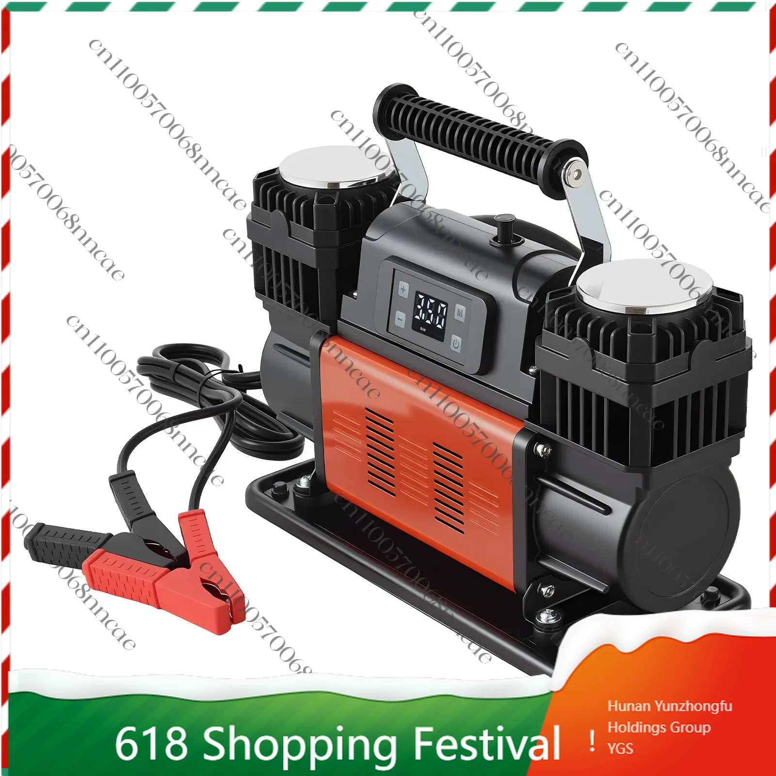 12V Heavy Duty Dual Cylinder Air Compressor, 10.6 CFM Portable Tire Inflator with Auto-Stop & LCD