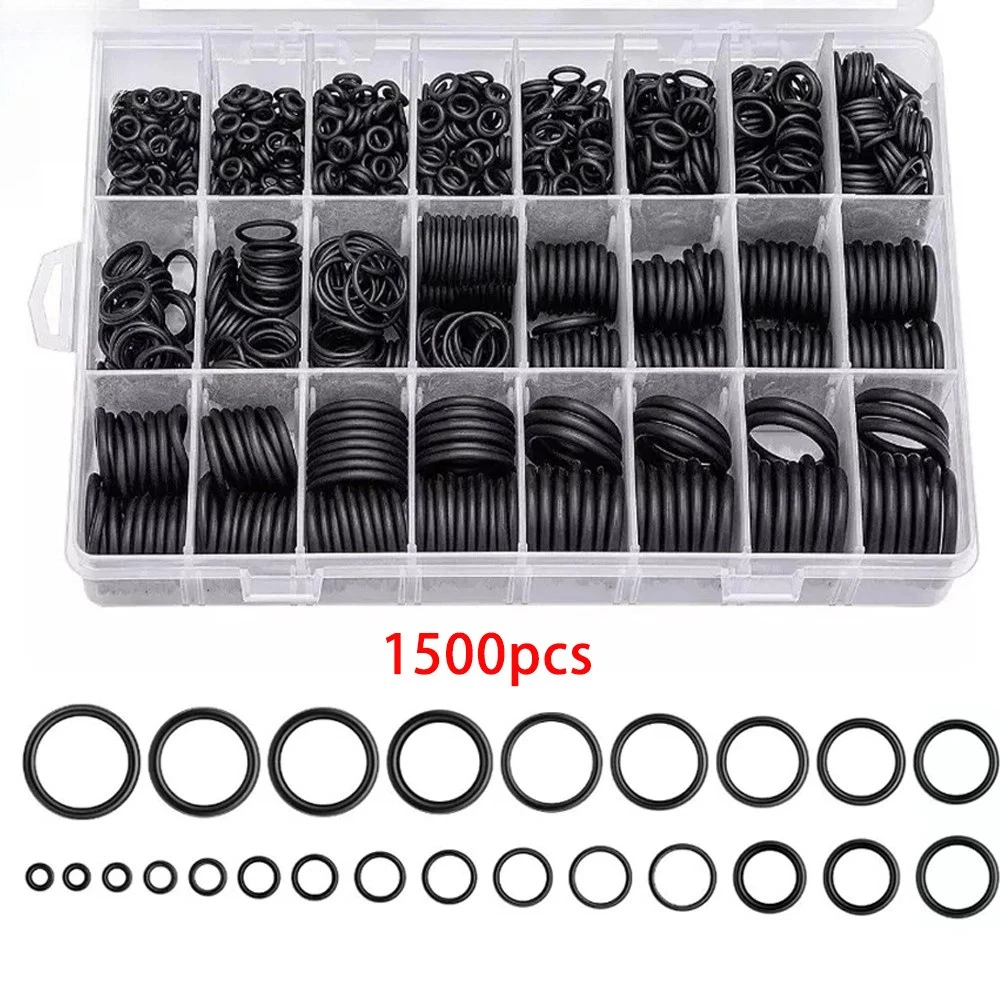 

1500pcs Black Nitrile Rubber O-rings Gasket High-temperature Resistant Fluorine-based Sealing Rings Gaskets for Oil Water Gas