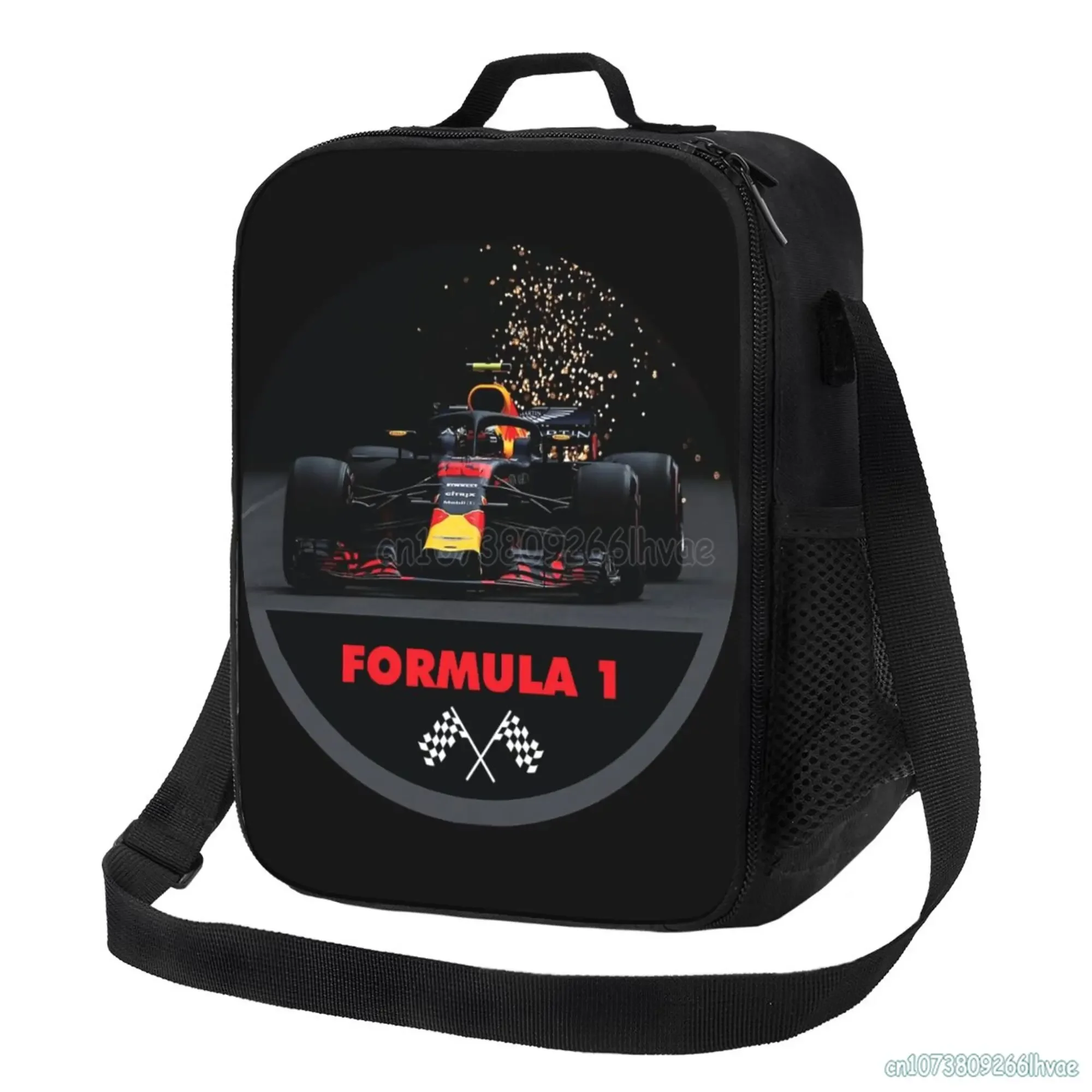 F1 Car Racing Insulated Lunch Bag Resuable Waterproof Thermal Oxford Lunch Box with Single Shoulder Portable Tote Bento Bag