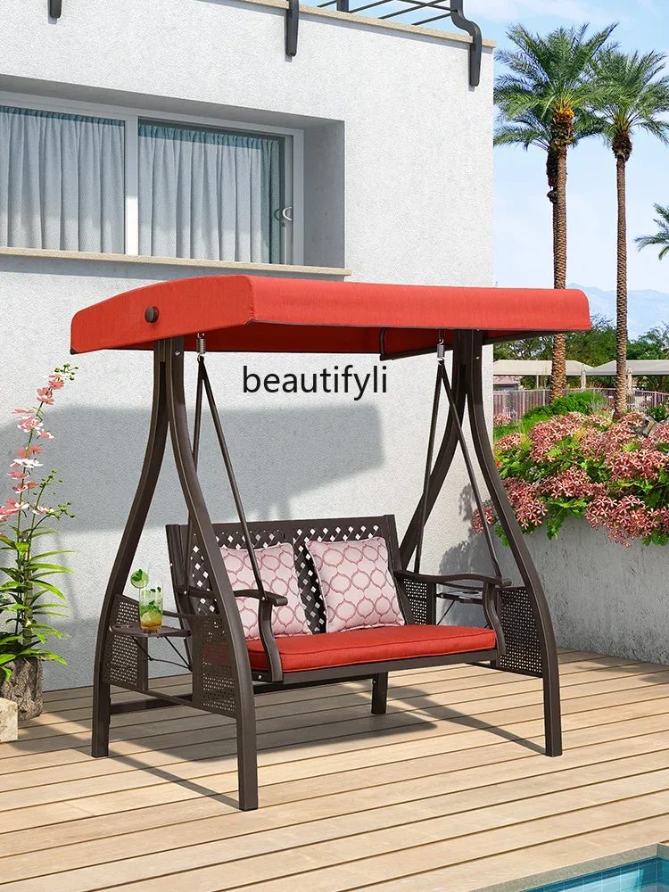 Outdoor Swing Courtyard Iron Rocking Chair Garden Double to Swing Glider Villa Hammock