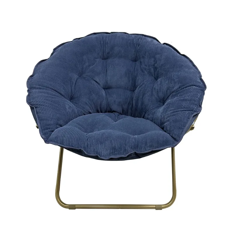 

Corduroy Saucer Chair for Kids and Teens with Gold Legs, Washed Indigo, furniture