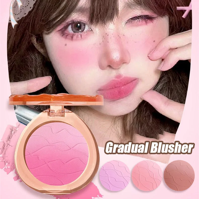 Gradient Blush Natural Matte Pink Purple Pigment Powder Brightening Cheeks Long Lasting Highlighting Contour Rouge Makeup Korean