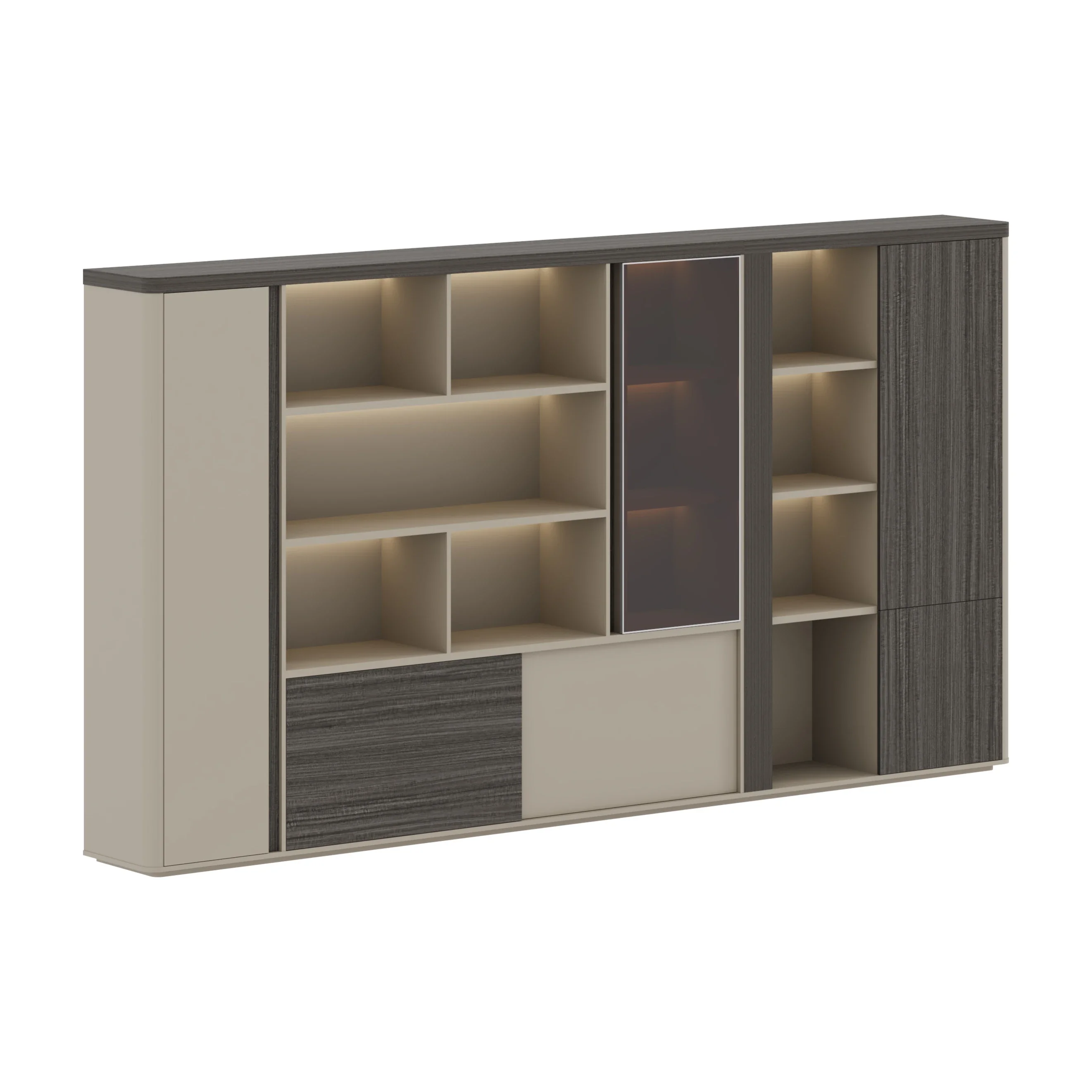 Wooden A4 Bookcase Filing Cabinet with Lock and Glass Door Floor-to-Ceiling File Storage Office Furniture