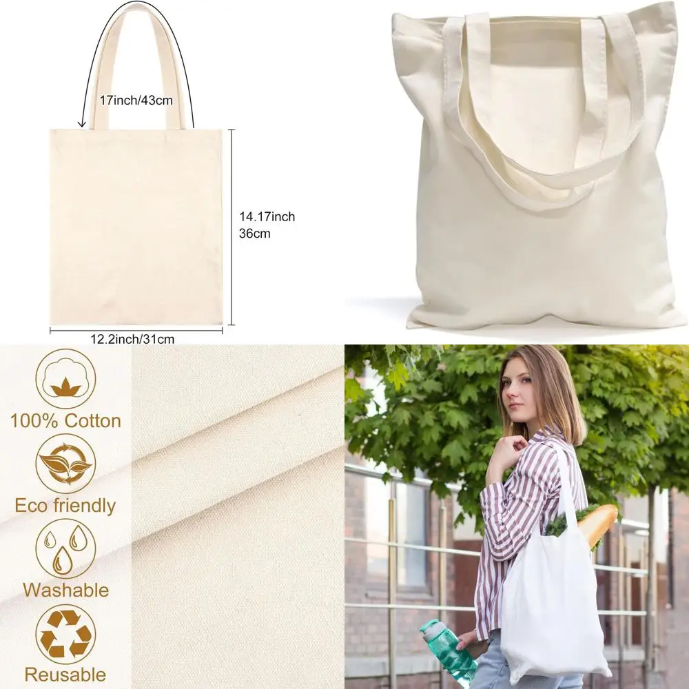 

40-Pack Cotton Canvas Tote Bags - Reusable Shopping Bags for DIY, Promotions, and Everyday Use