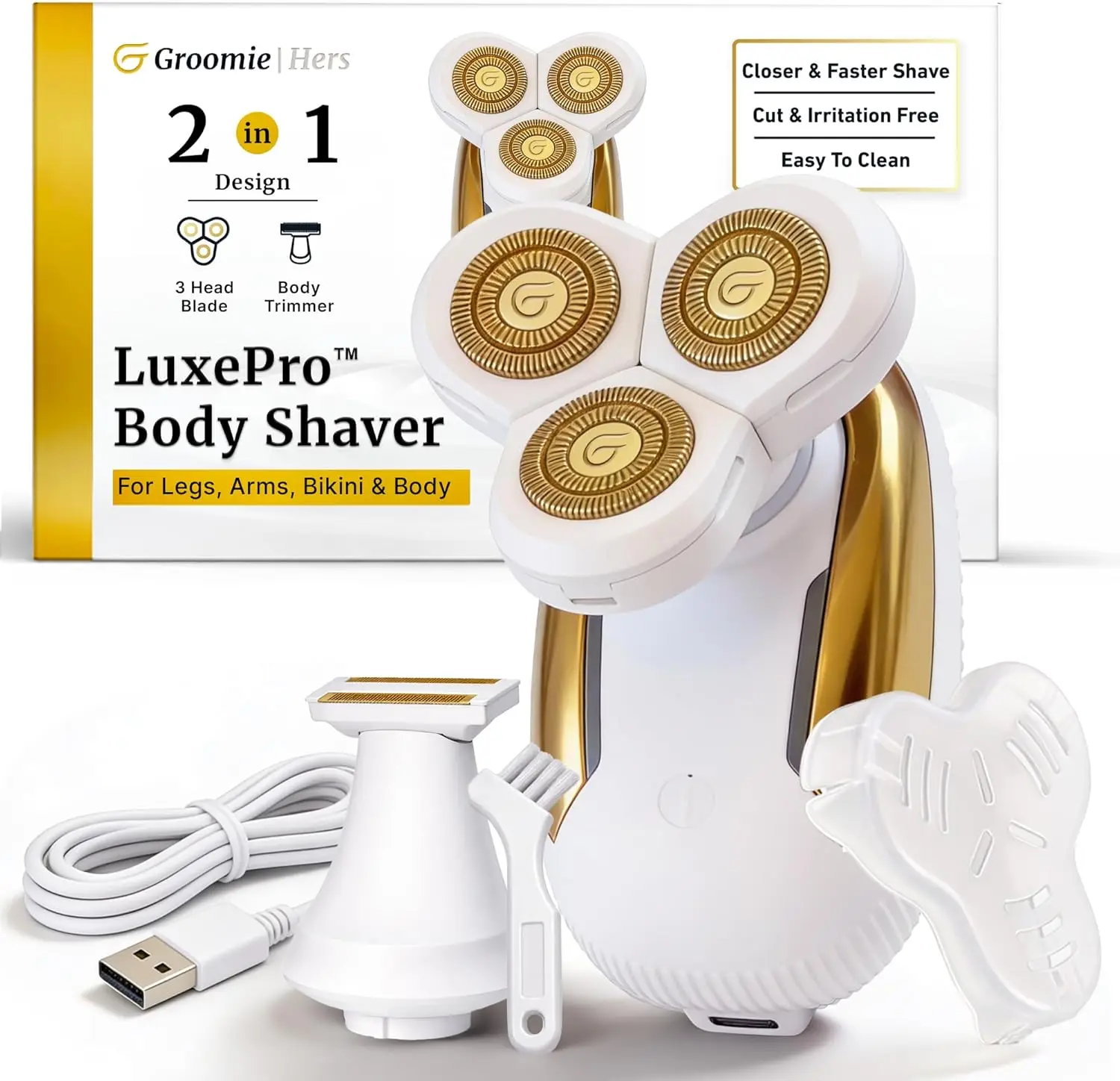 

Women's Electric Shaver - Painless Rotary Razor for Sensitive Skin, Wet/Dry Waterproof & Rechargeable Hair Remover