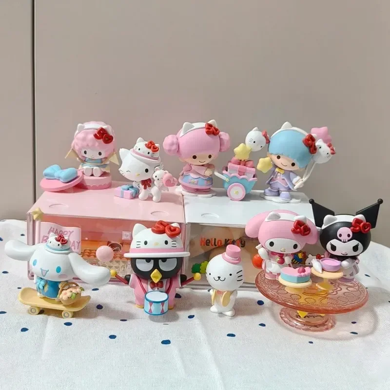 POPMART Hello Kitty 50th Anniversary Series Blind Box Pochacco Hangyodon Kuromi kitty Schattige Pop Action Figure Gift Speelgoed