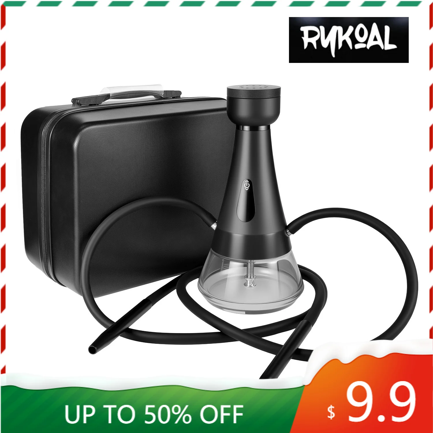 RYKOAL Smart Electric Hookah Shisha Set Portable Travel Electric Hookah With LED Display 2 Pipes