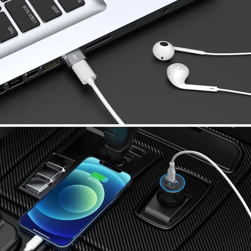 محول USB C أنثى إلى USB ذكر 4 عبوات من النوع C إلى USB A محول كابل شاحن محور تمديد، كمبيوتر السيارة الاستماع إلى الأغاني #6