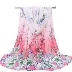 Verão lenço de proteção solar xale caju impressão chiffon feminino cachecol seaside viagem cape foulard senhoras lenço