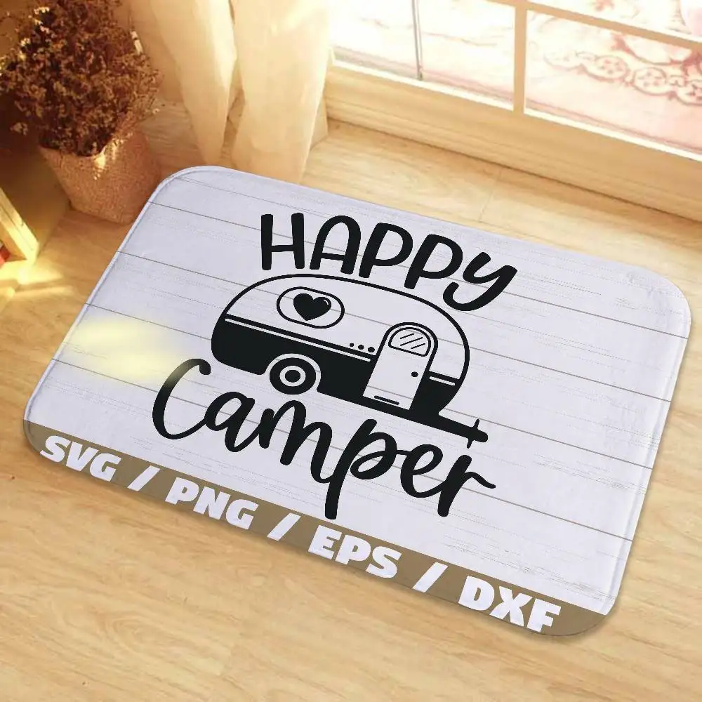 

Happy Campers Welcome Polymer Floor Mat Printed Large Carpets Room And Bedroom Carpets Bathroom Anti Slip Door MATS Small Carpe