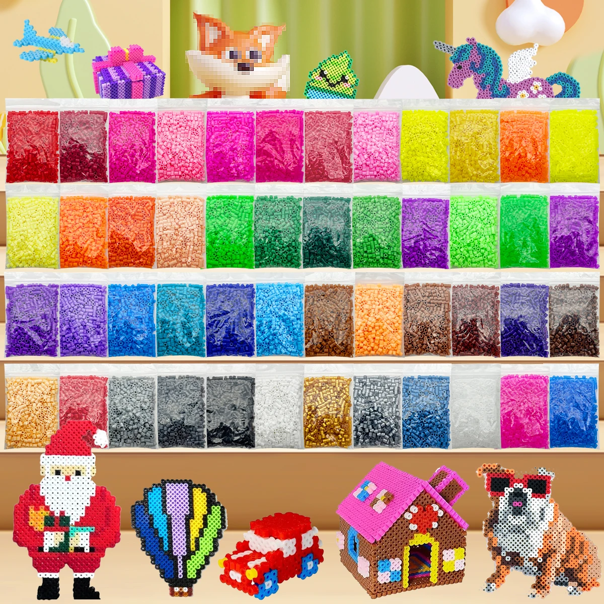 520pcs of 24 colors, 5mm fuse beads, spliced beans, decorative beads supplement kit for DIY creative jewelry making