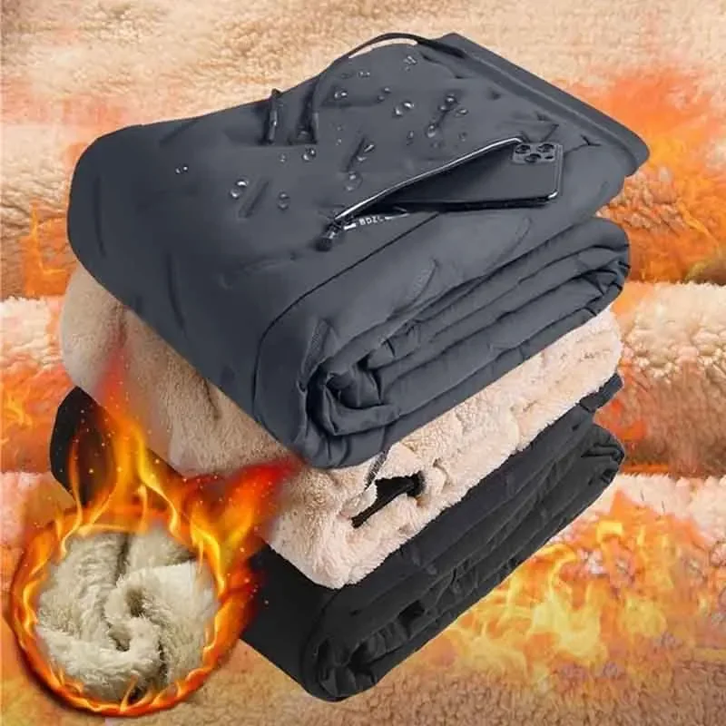 الشتاء Sweatwear الرجال أفخم سميكة الصوف Sweatpant امبسوول الحرارية السراويل سراويل تقليدية مقاوم للماء يندبروف سراويل قطنية دافئة #1