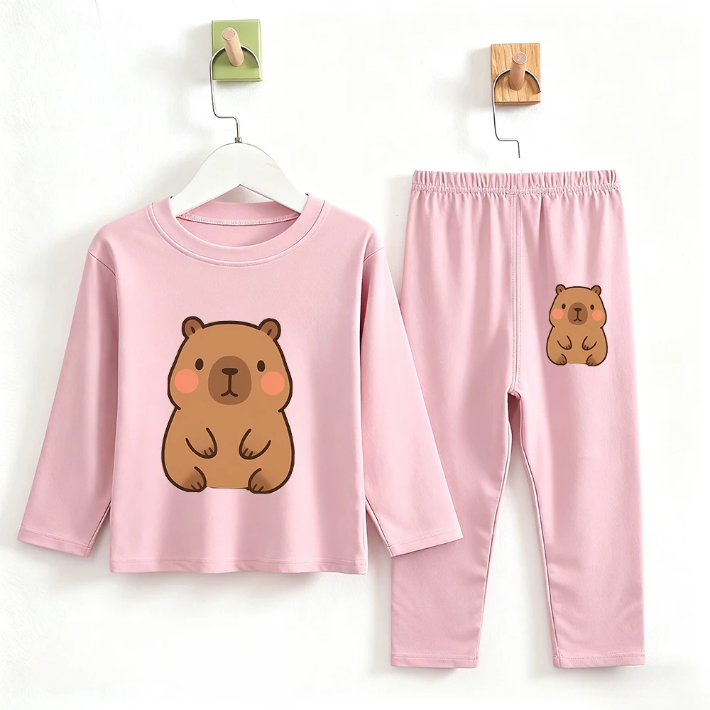 

Capybara Children Pyjamas Sets Cartoon Girl Boy Sleepwear Long Sleeved Clothes Kids Pajamas Set Baby Shirt Tops Clothing Gift