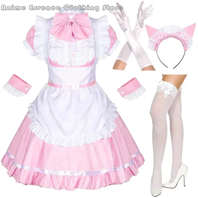 Наряд горничной аниме сексуальный черный, белый цвет платье-фартук косплей костюм праздничное платье Алиса мечта женский Сисси горничная Лолита косплей костюм