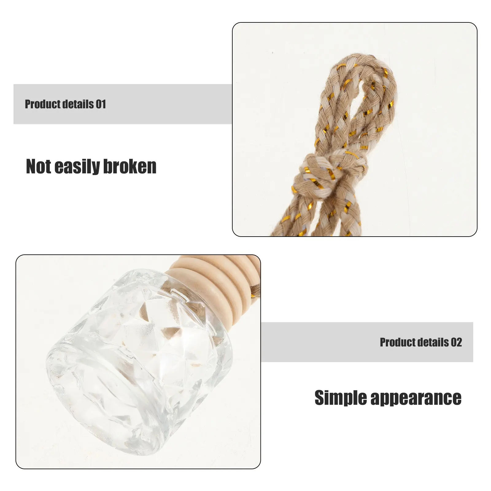 2Pcs Hanging Car Air Freshener Diffuser Bottles Refillable Glass Aroma Diffuser Pendant for Car Home Office Essential Oil - view 6