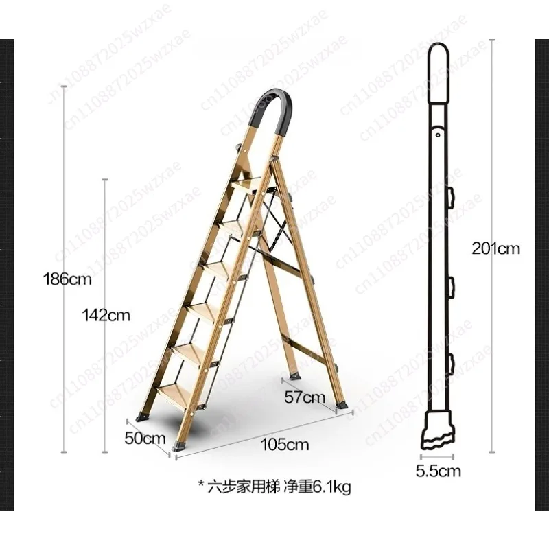Household folding ladder aluminum alloy herringbone ladder thickened indoor multi-functional telescopic four five and six stairs view 6