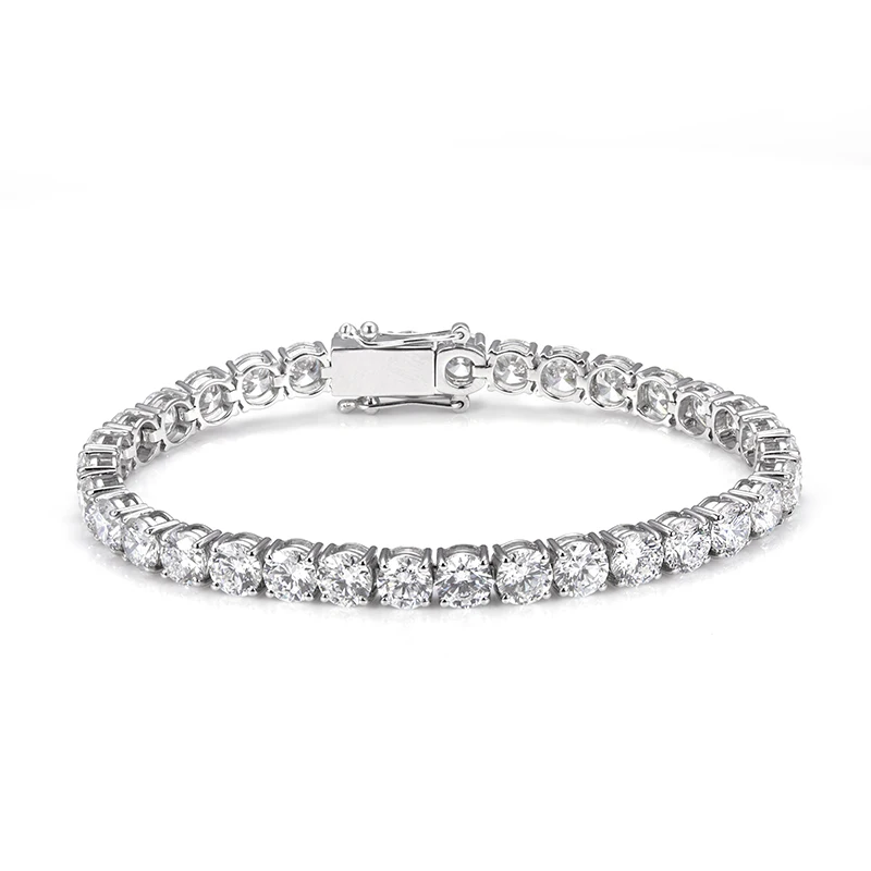 925 Silver 9K 10k 14k 18K Gold Round Lab Grown Diamond Moissanite 17CM 6.7 inches Tennis Bracelet