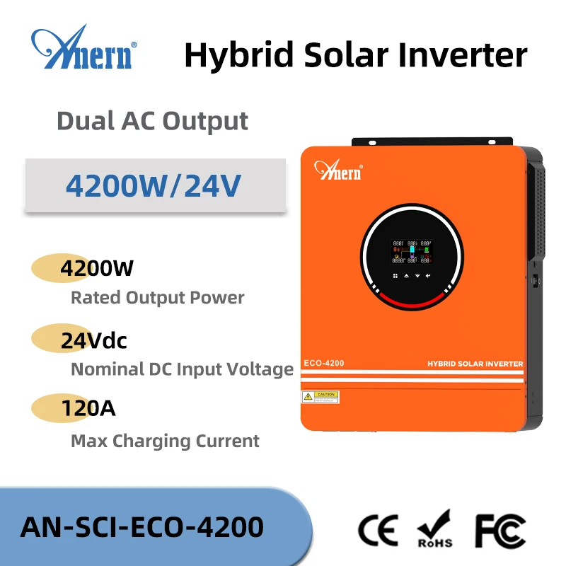 

Солнечный автономный гибридный солнечный инвертор 6200 Вт 4200 Вт Чистая синусоида MPPT Инвертор 24 В 48 В 220 В 120 А MPPT Контроллер заряда Инвертор